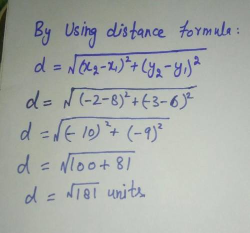 In the standard (x,y) coordinate plane, what is the distance, in coordinate units, between (8, 6) an