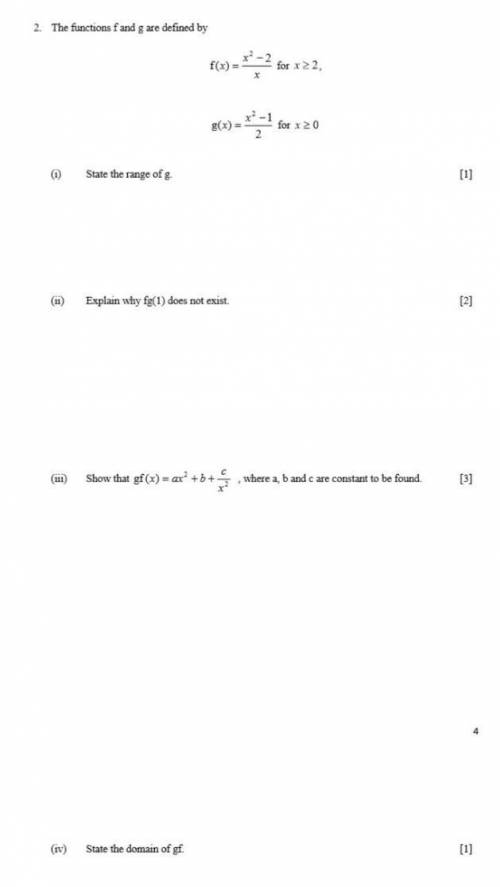 Please help me answer the question on the attachment mathmatics function​ just answer iii) iv)