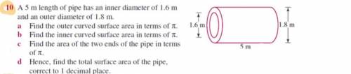 Please help me with this question, I only need help with c), I already know the others, a) 9pi metr