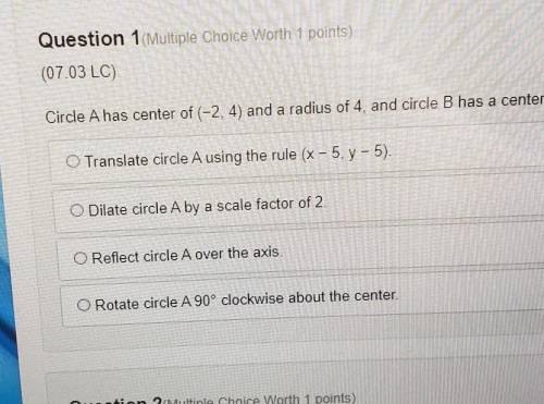Circle A has center of (-2, 4) and a radius of 4, and circle B has a center of (3.9) and a radius o