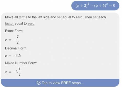 How to solve (x+2)^2-(x+5)^2=0