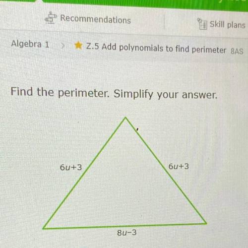 Find the perimeter. Simplify your answer.
6+3
6+3
80-3
