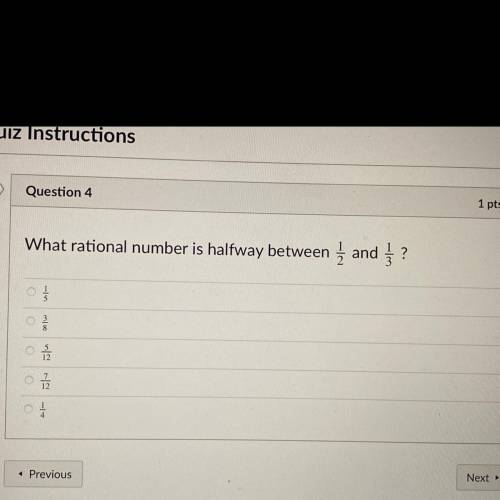 What rational number is halfway between 1/2 and 1/3?