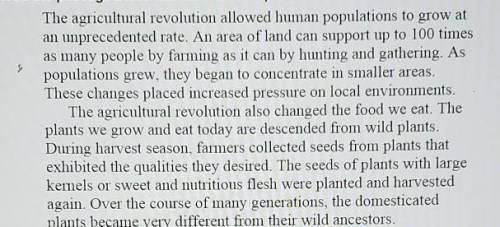 2. Which of the following best describes the theme of the passage?

a. The agricultural revolution