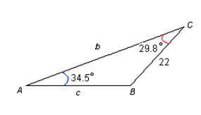In the triangle below, b = _____. If necessary, round your answer to two decimal places.