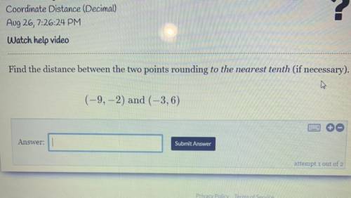 Find the distance between the two points rounding to the nearest tenth! PLEASE HELP ASAP!!!