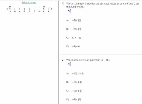 Which Statement is true for the absolute values of points P and Q on the number line?