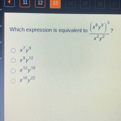 Which expression is equivalent to (x6 y8)3 / x2 y2 ?
