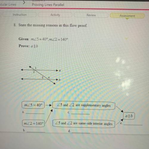 State the missing reasons in this flow proof