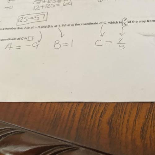 On a number line, Ais at - 9 and B is at 1. What is the coordinate of C, which is of the way from A