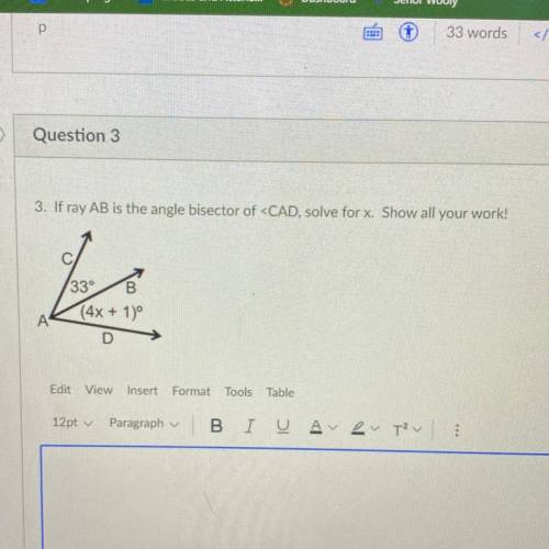 If ray AB is the angle bisector of
Im in geometry freshman year and I have absolutely no idea how t