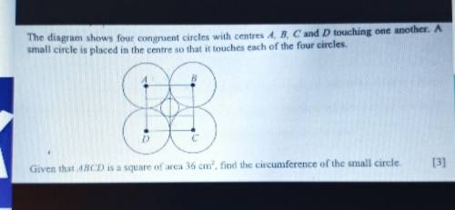 WILL MARK BRAINLIEST...The diagram shows four congruent circles with centres A, B, C and D touching