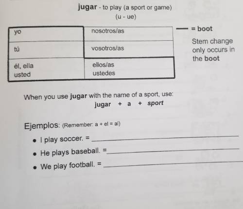Jugar - to play (a sport or game)

( u - ue)
When you use jugar with the name of a sport, use: jug