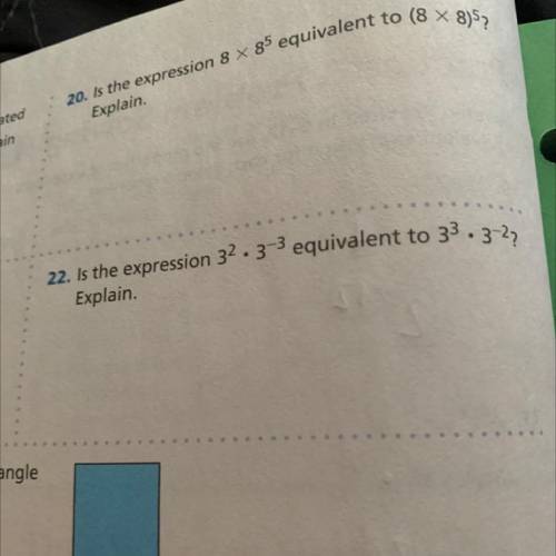 Is the expression 3^2 • 3^-3 equivalent to 3^3 • 3^-2 explain.

If possible please help me answer