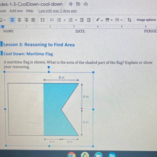 A maritime flag is shown. What is the area of the shaded part of the flag? Explain or show

your r