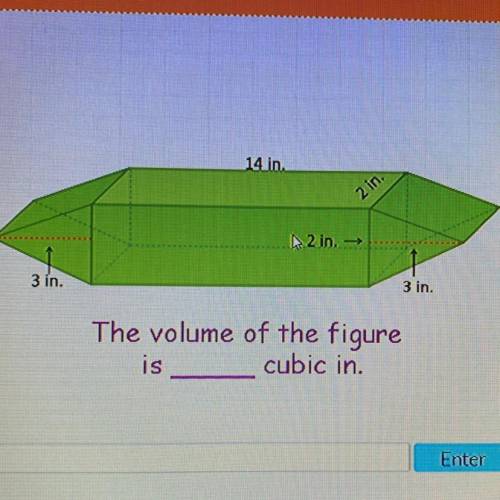 14 in.

2 in.
2 in.
->
3 in.
3 in.
The volume of the figure
is
cubic in
