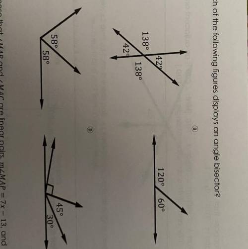 Which of the following figures displays an angle bisector?