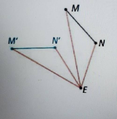 In the diagram below, M'N' is the rotation image of MN about point E. Name all pairs of angles and