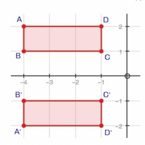 What set of transformations could be applied to rectangle ABCD to create A'B'C'D'?

Rectangle form