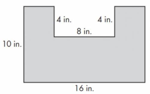 What is the area of the figure shown?

A 60 square inches 
B 112 square inches 
C 128 square inche