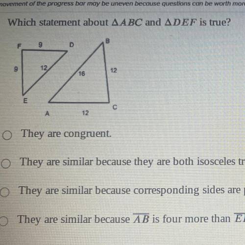 Which statement about ABC and DEF is true?