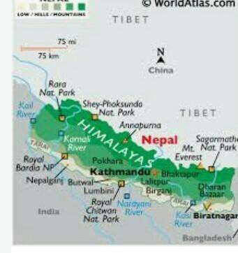 Show the fig of map of Nepal find rivers of Nepal mountain of Nepal, highways of nepal​