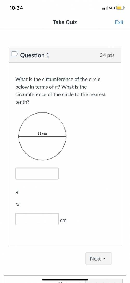 What is the circumference of the circle below in terms of pi. What is the circumference of the circ