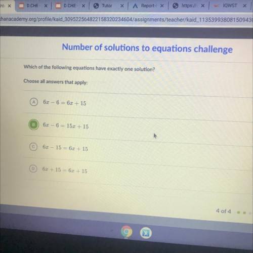 Which of the following equations have exactly one solution Choose all answers that Help please