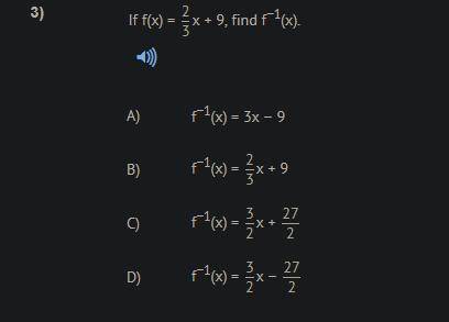 If f(x) = 2/3x + 9, find f^-1(x)