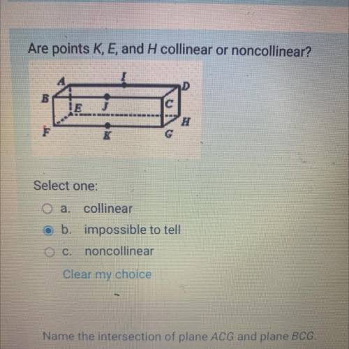 Are points K, E, and H collinear or noncollinear?