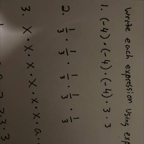 Please help with these! write each expression using exponents