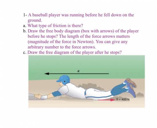 A baseball player was running before he fell down on the ground.

a. What type of friction is ther