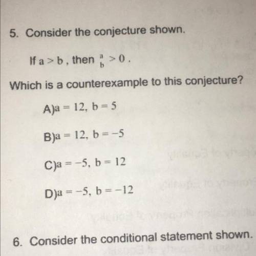 If a>b, then a/b>0
what is the counterexample?