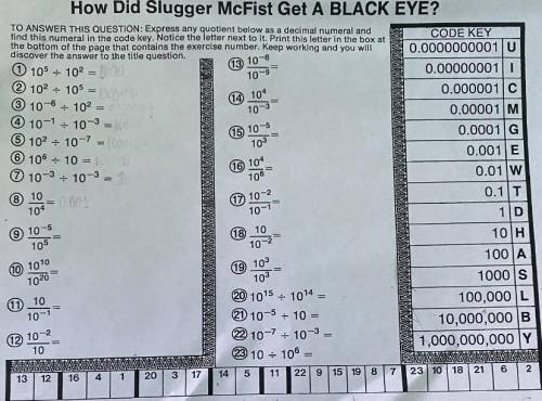 How Did Slugger McFist Get A BLACK EYE?

TO ANSWER THIS QUESTION: Express any quotient below as a