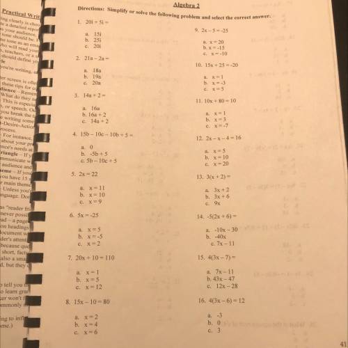 Algebra 2 :1-16
Please help meee