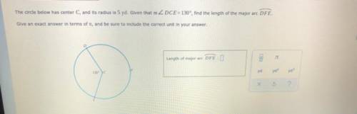 What is the length of major arc DFE