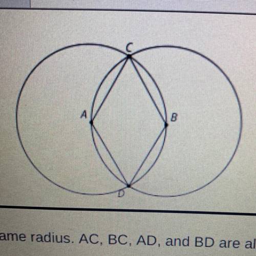 This diagram is a straightedge and compass construction. A is

the center of one circle, and B is