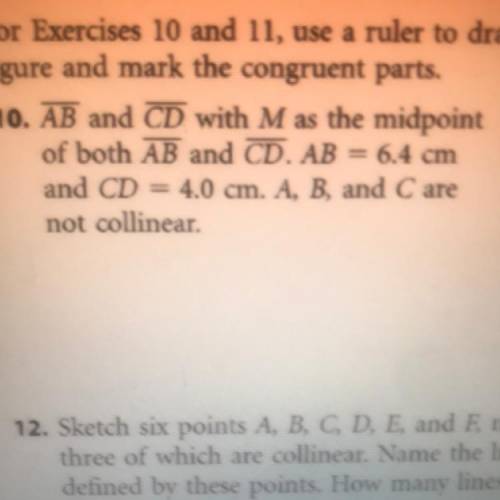 AB and CD with M as the midpoint of both AB and CD AB = 6.4 cm and CD = 4.0 cm , A,B and C are not