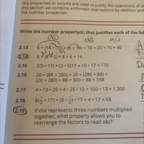 Hello I need help on these questions

 The instructions say write the number property(s) that just