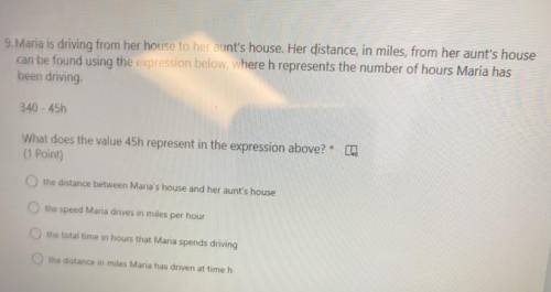 Maria is driving from her house to her aunt's house. Her distance, in miles, from her aunt's house