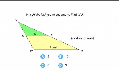 In uvw, nm is a midsegment. find wu