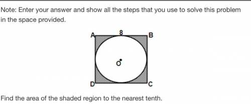 Find the area of the shaded region to the nearest tenth