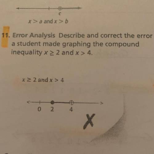 11. Error Analysis Describe and correct the error

a student made graphing the compound
inequality