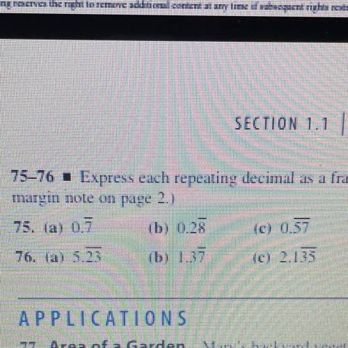 Express each repeating decimal as a fraction. Question number 76