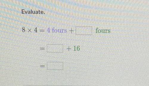 8 x 4 = 4 fours + __ fours
__ = + 16
= __