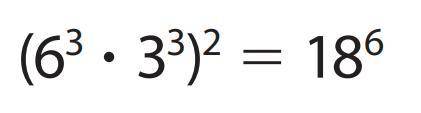 (6 to the power of 3 times 3 to the power of 3) to the power of 2

equals= 18 to the power of 6
Tr