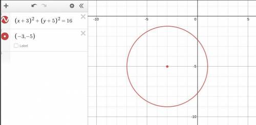 What is the equation of a circle with center (-3, -5) and radius 4