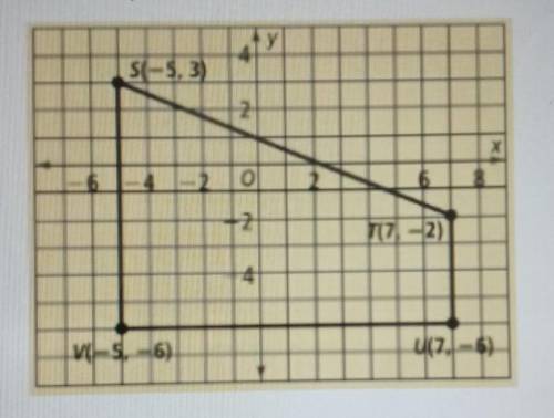the following points S(-5, 3), T(,-6), and V(-5,-6) were graphed to create the figure in the coordi