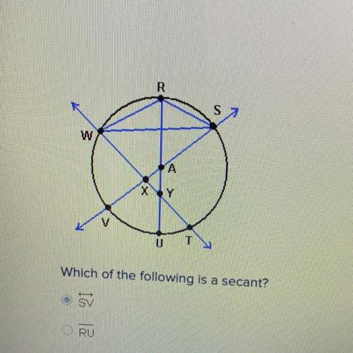 Which of the following is a secant?
SV
RU
WS