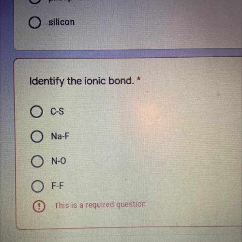 PLEASE HELPPP!!! Identify the ionic bond